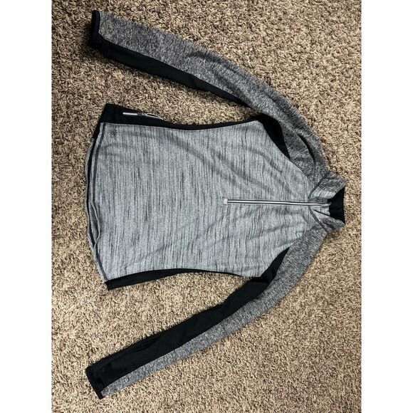 Athleta Running Wild Half Zip Pullover‎ Grey Black Pocket 138805 Womens Medium - Picture 1 of 7